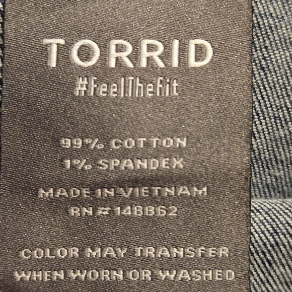 Torrid Straight Leg Denim Overalls Mid Wash Distressed Sz 12 Short - Picture 12 of 13